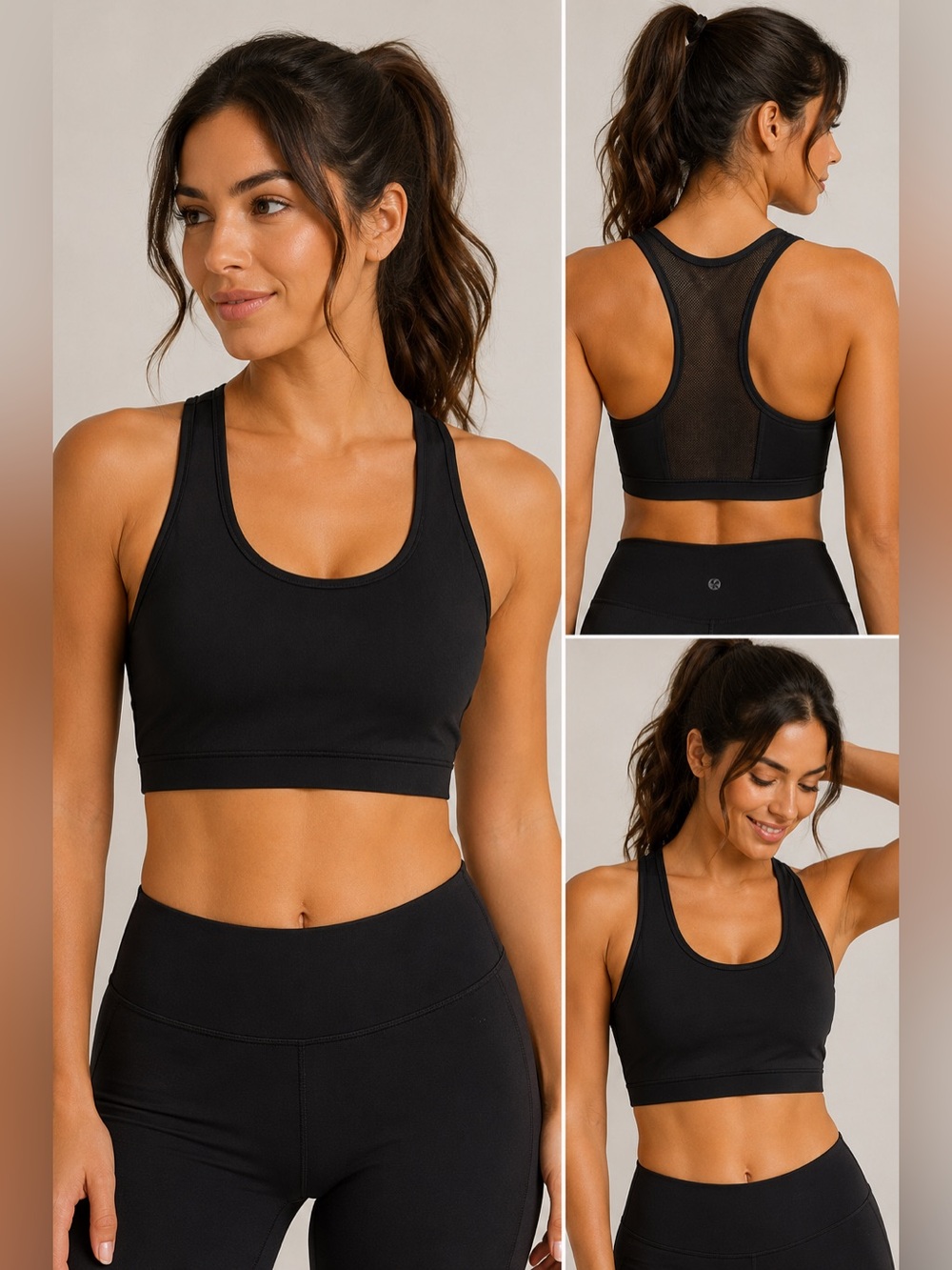 Blackmilk Black w/ mesh Racerback Sports Bra